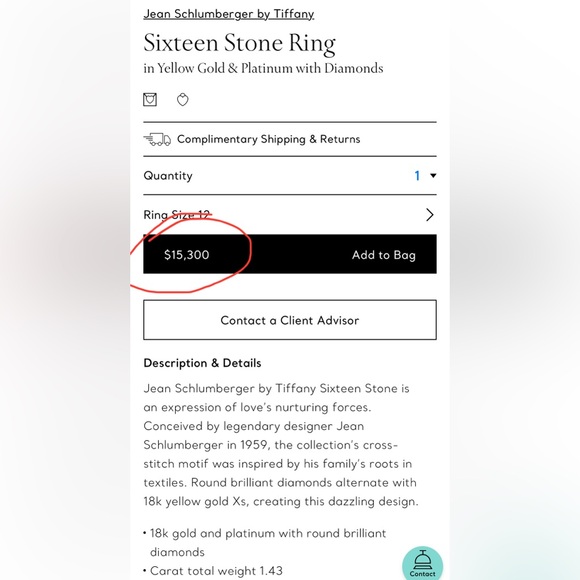 Jean Schlumberger by Tiffany Sixteen Stone Gold Platinum Diamonds Ring w/ Box 7 - Picture 4 of 11